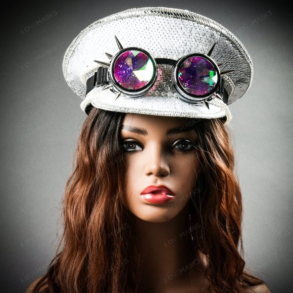 White Burning Man Steampunk Captain w/ Goggles - Picture 3 of 10